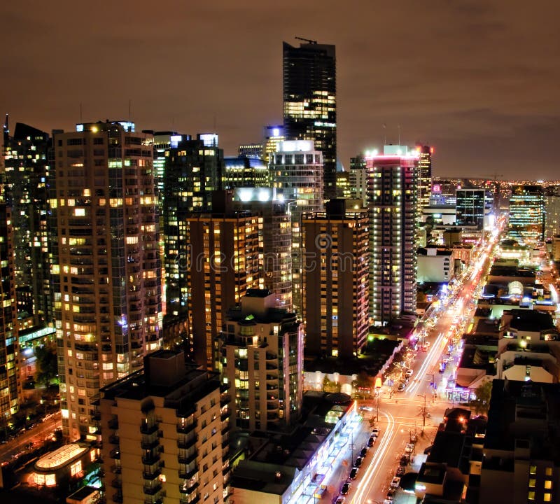 Downtown Vancouver Night stock photo. Image of scene, estate 7098374