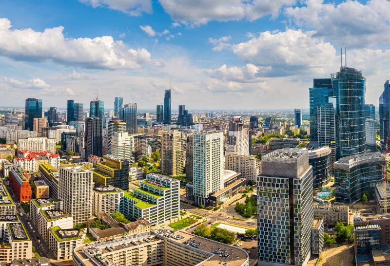 Downtown in Warsaw stock photo. Image of modern, tower 254711038