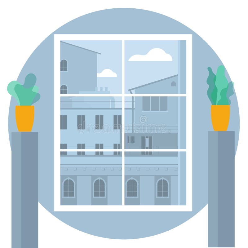 Downtown window view royalty free illustration