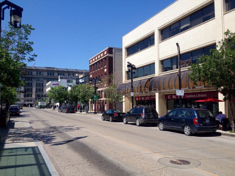 Downtown Winnipeg in a sun day stock image