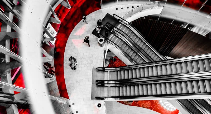 Downward view of escalators in Revel Casino Hotel, in Atlantic C