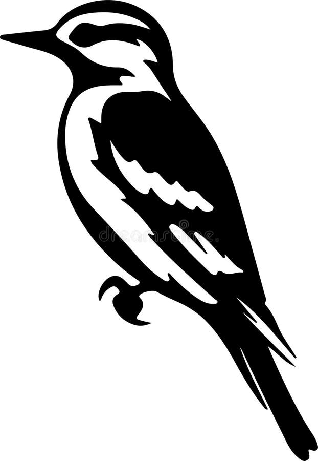 Downy Woodpecker Black Silhouette Generative Ai Stock Vector