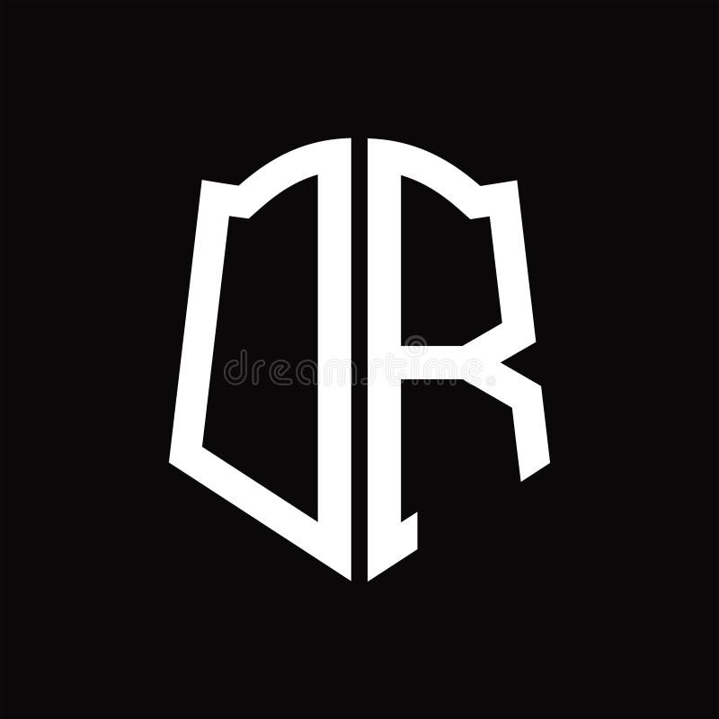 DR Logo Monogram with Shield Shape Ribbon Design Template Stock Vector