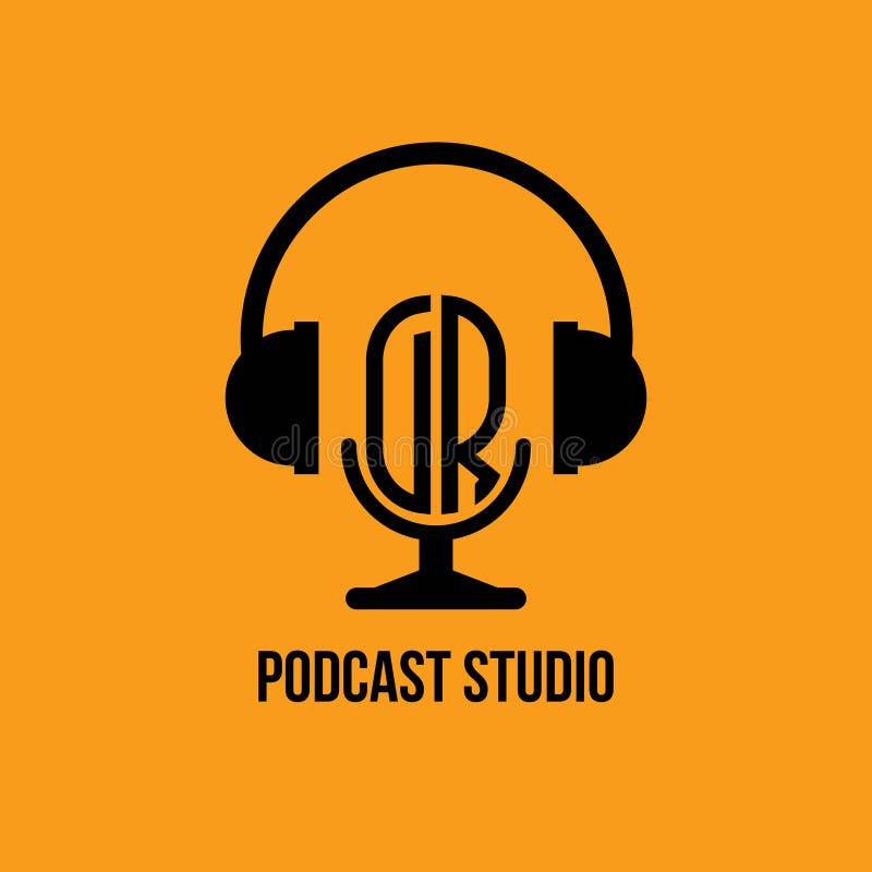 DR Monogram Hoofdtelefoon en Microfoon Stijl stock illustratie