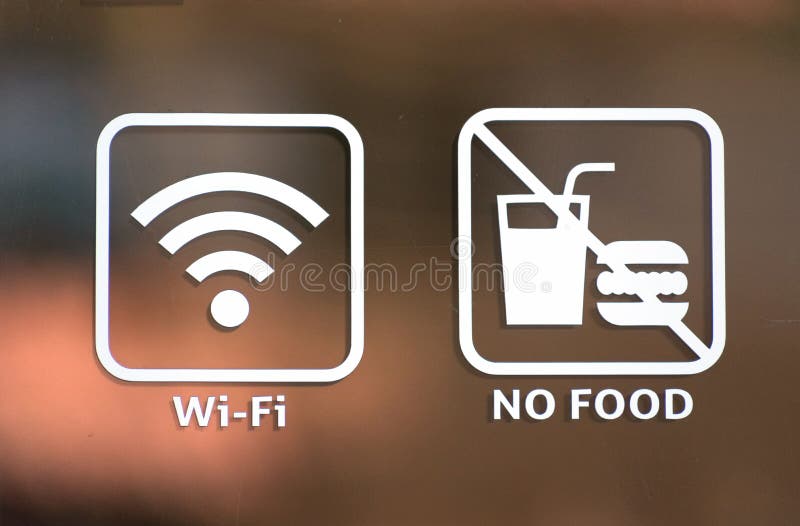 Draadloos signaalbord adverteert gratis WiFi. geen bord voor eten of drinken