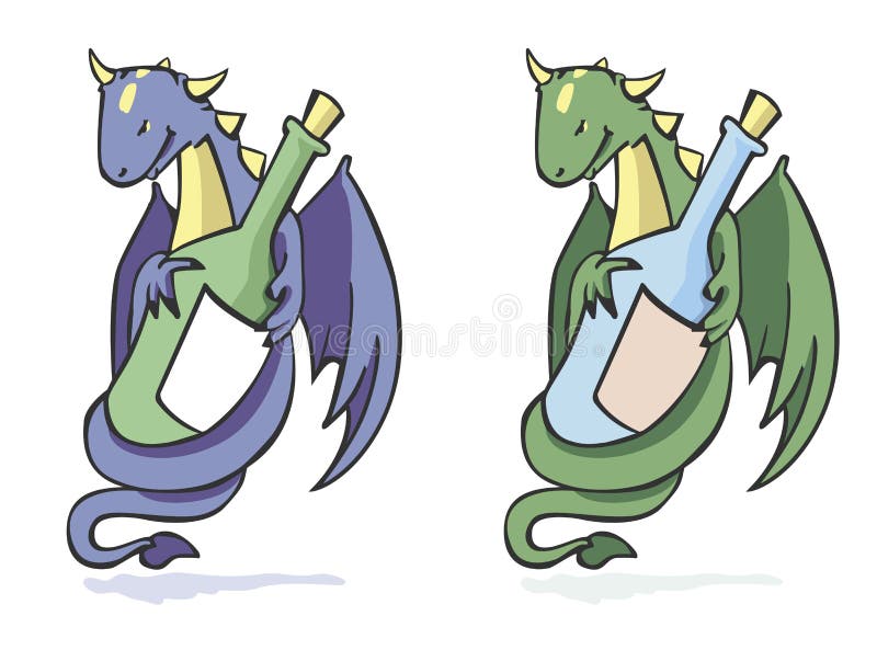 Draak en fles vector illustratie Draak en fles vector illustratie