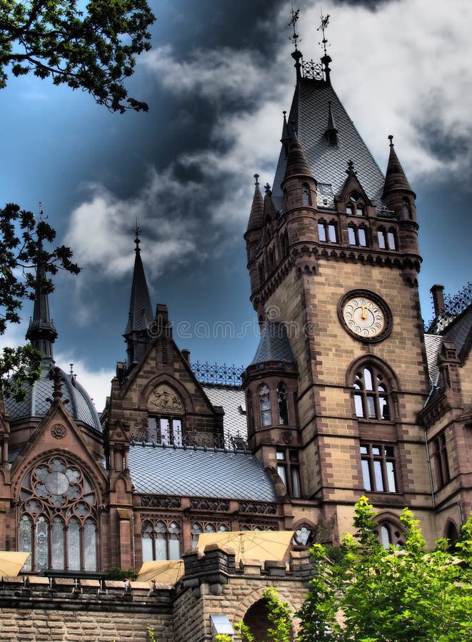 Magical Drachenburg Castle is a on a rock Drachenfels castle from a fairy tale and is a very popular tourist destination.Germany