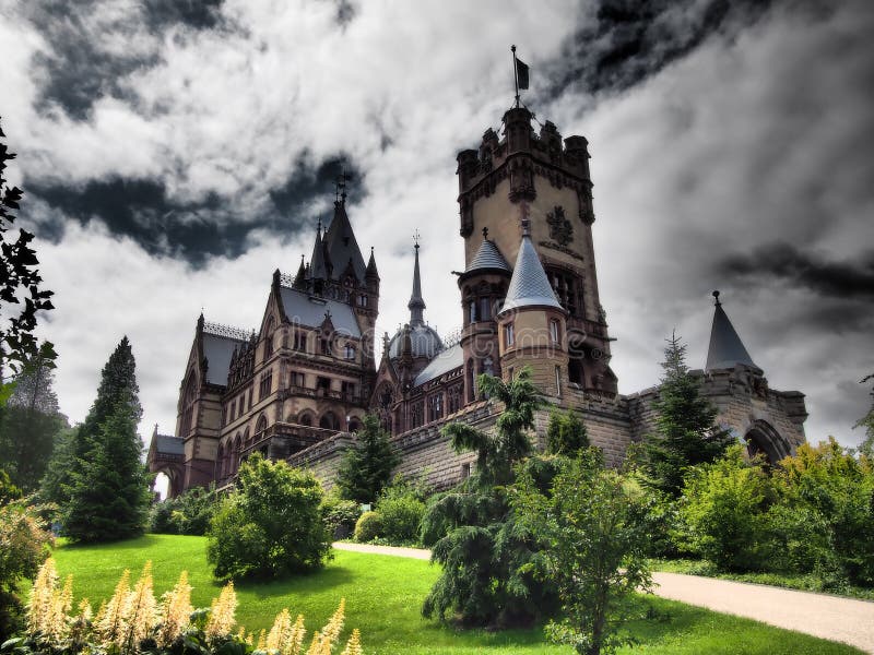 Magical Drachenburg Castle is a on a rock Drachenfels castle from a fairy tale and is a very popular tourist destination.Germany