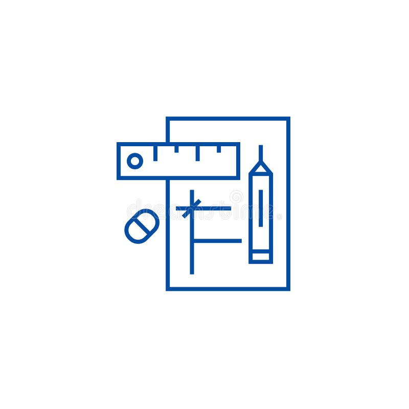 Draft project line icon concept. Draft project flat vector symbol, sign, outline illustration. vector illustration.