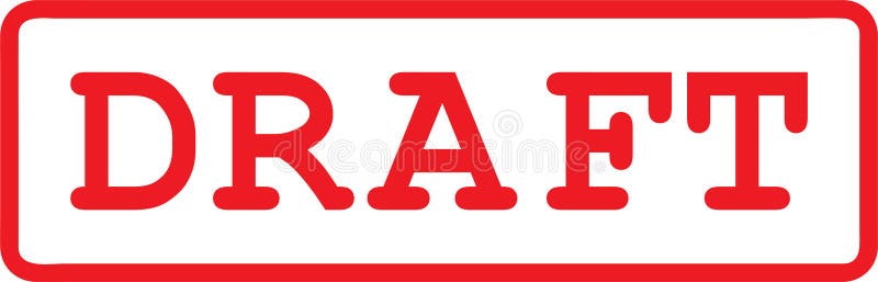 Draft red text in typewriter characters and red frame as rubber stamp vector illustration
