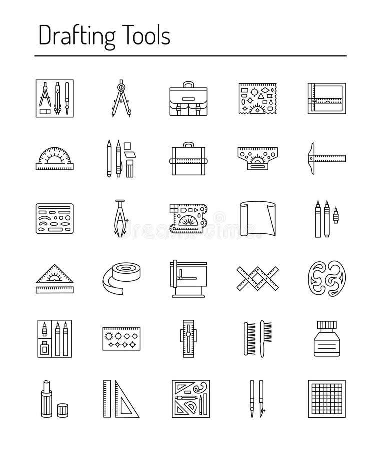 Drafting Tools. Stock Clipart, Royalty-Free