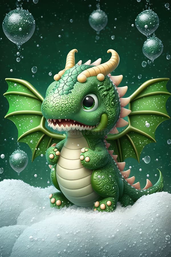 Mini Dragão Com Chifres Brancos Na Neve Assiste a Queda De Flocos De Neve  Durante Os Dragões Ano Novo, O Gerador Ai Ilustração Stock - Ilustração de  inverno, verde: 273217185