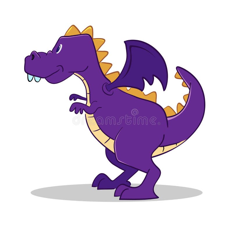 Um Dinossauro Roxo Dos Desenhos Animados Bonitos Do Vetor Isolado  Ilustração do Vetor - Ilustração de monstro, isolado: 39043282