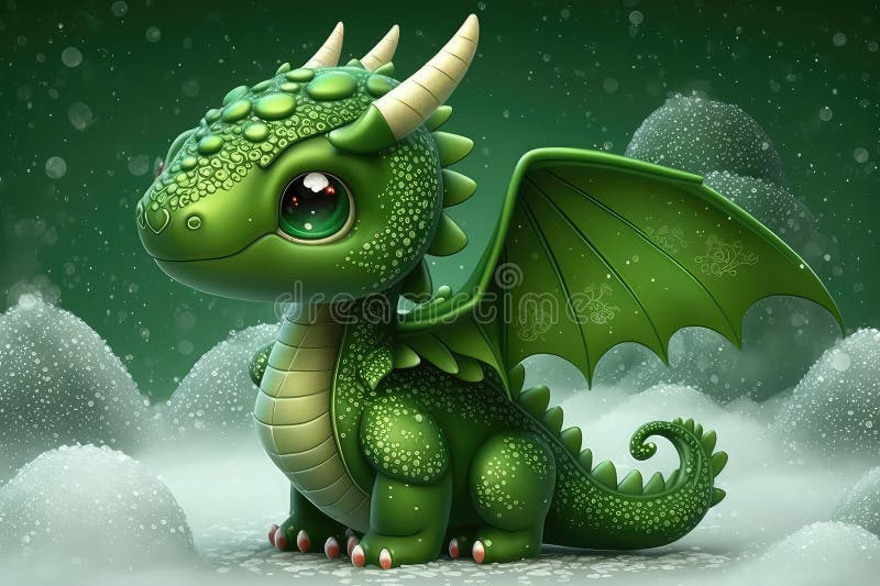 Mini Dragão Com Chifres Brancos Na Neve Assiste a Queda De Flocos De Neve  Durante Os Dragões Ano Novo, O Gerador Ai Ilustração Stock - Ilustração de  inverno, verde: 273217185