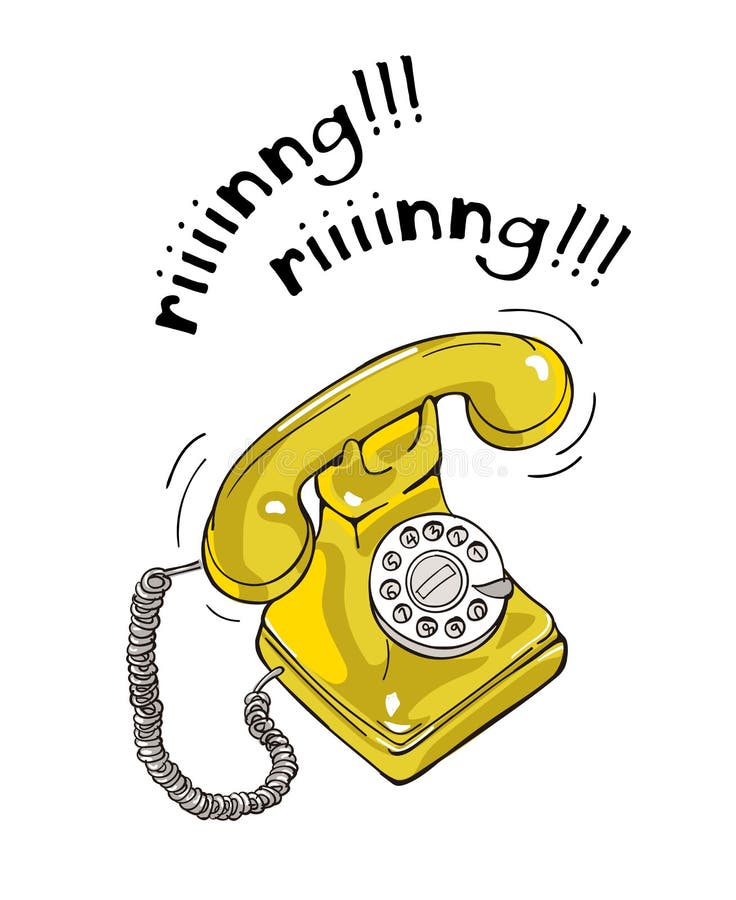 Dragen illustration för tappninggulingtelefon hand royaltyfri illustrationer Dragen illustration för tappninggulingtelefon hand royaltyfri illustrationer