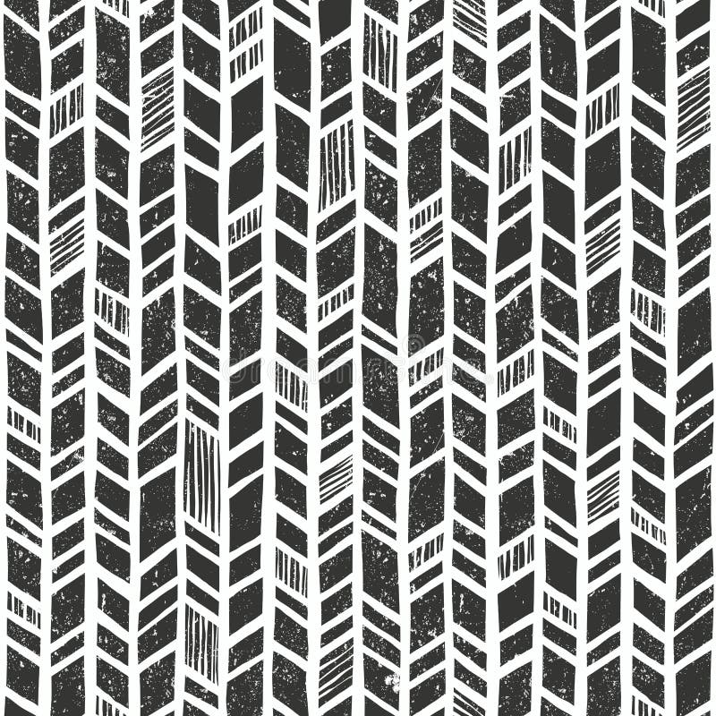 Dragen stam- modell för vektor hand Sömlös primitiv geometrisk bakgrund med grungetextur vektor illustrationer