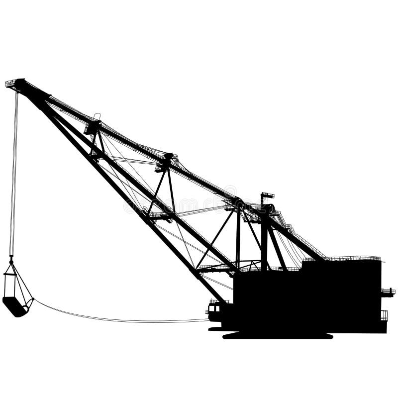 Dragline walking excavator with a ladle. Vector vector illustration