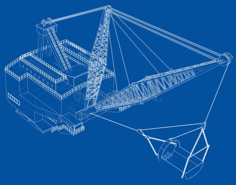 Dragline Walking Excavator. Vector Stock Vector Illustration of mover