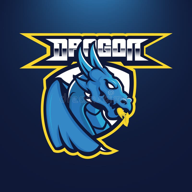 Blue Dragon E-sport Mascot Logo Emblem Stock Illustration - Illustration of  mythology, cartoon: 198197340