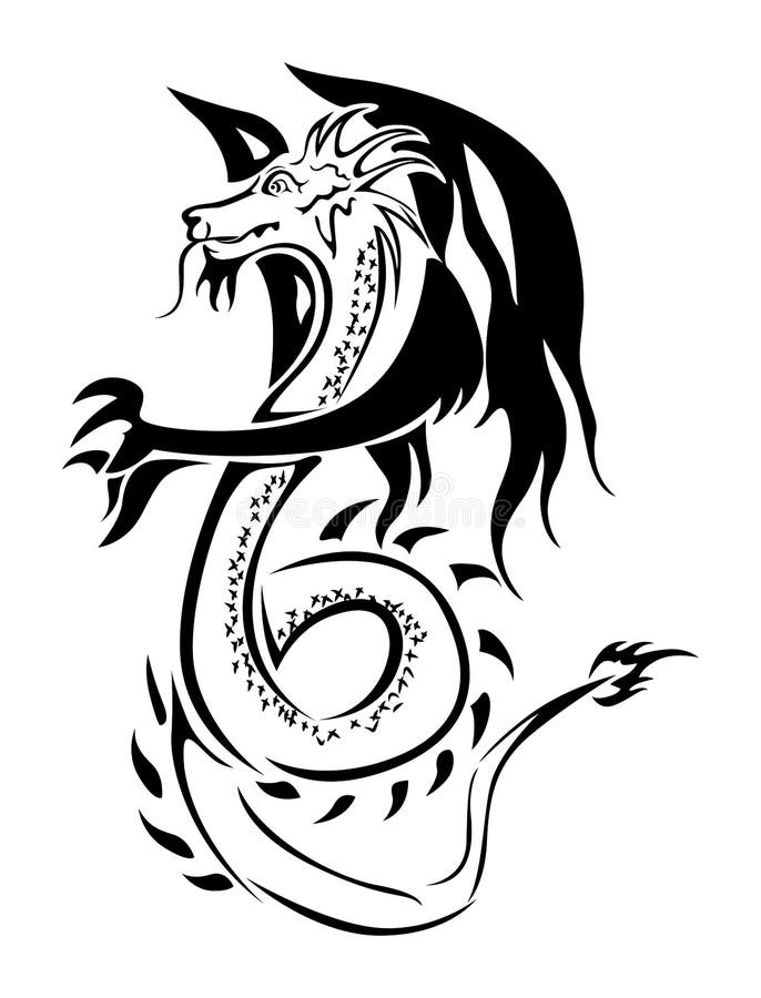 Woodcut Dragon stock vector. Illustration of monster - 18616293