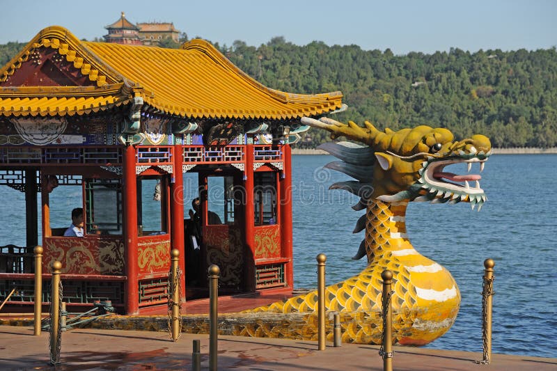 Beautiful dragon boat in summer palace.