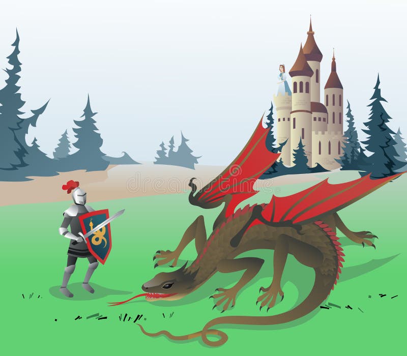 Dragon de combat de chevalier illustration libre de droits Dragon de combat de chevalier illustration libre de droits