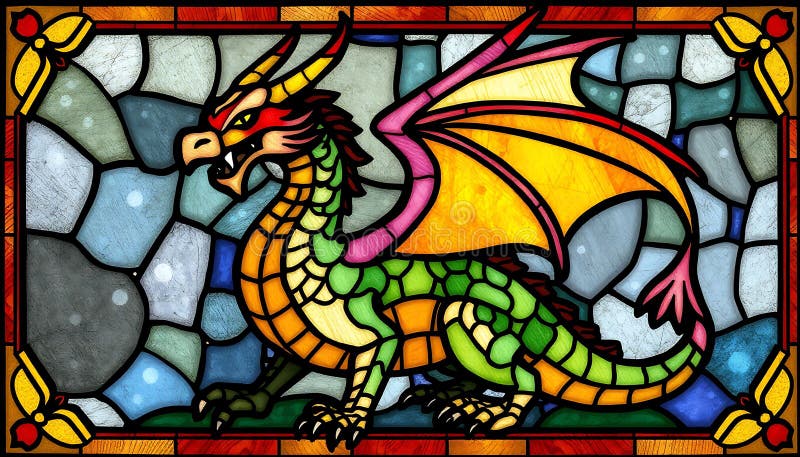 Dragon de sticlă colorat fantezie art colorat mitic Stock Photo Generative AI stock illustration