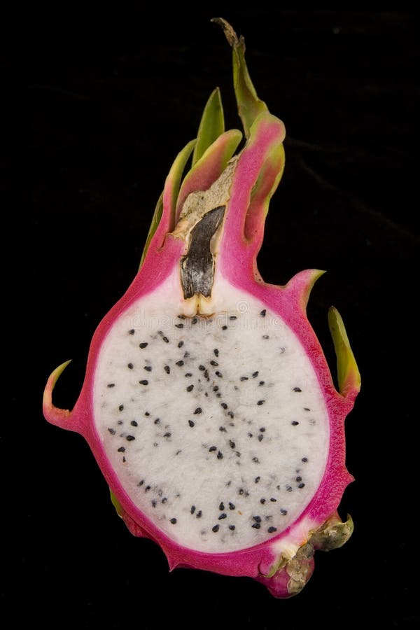 Dragon Fruit Cut in Half Showing Seeds Stock Image Image of juicy