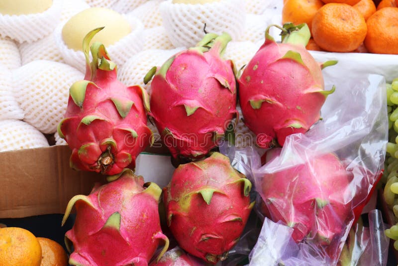 Dragon Fruit. Lots of Dragon Fruits in the Shop Stock Image Image of