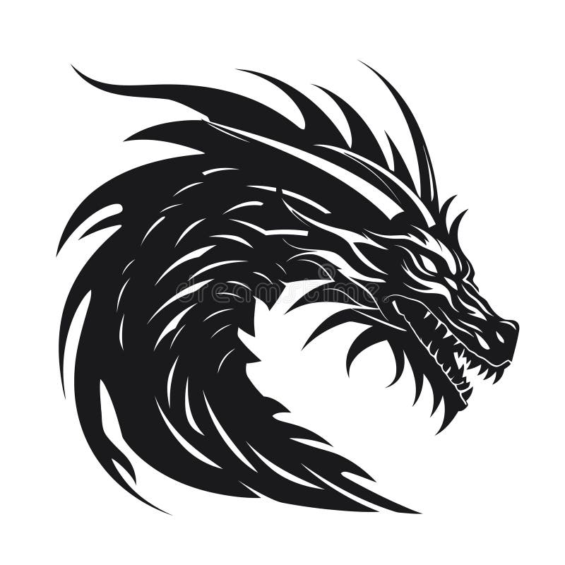 Dragon Head Silhouette. Dragon Logo Design Stock Vector - Illustration ...