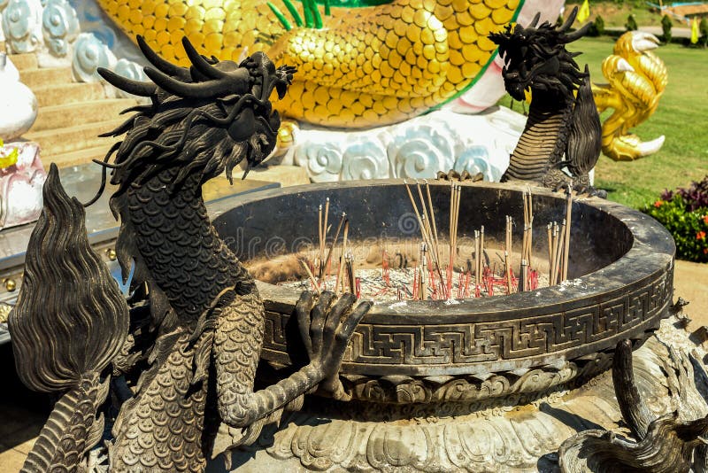 Dragon incense burner stock image. Image of culture, golden 21946033