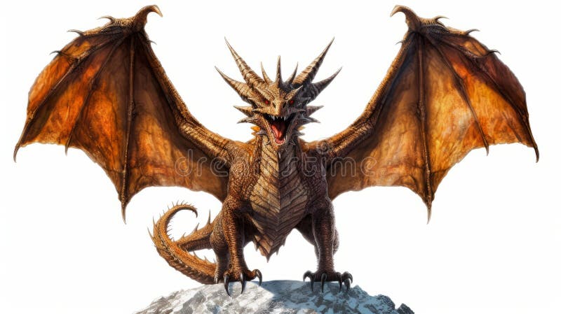 Dragon isolated on white background. Generative AI stock illustration
