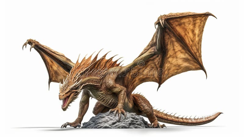 Dragon isolated on white background. Generative AI stock illustration