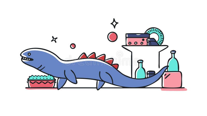 Dragon jucăuș bucurându-se de o gustare pe teren stâncos vector design Generative AI vector illustration