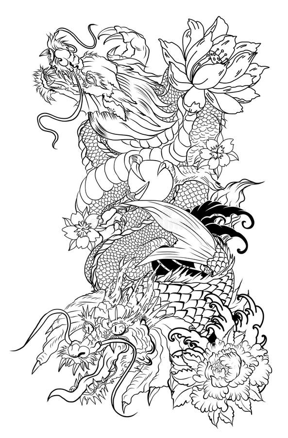 360 Dragon Tattoo Cherry Blossom Images Stock Photos  Vectors   Shutterstock