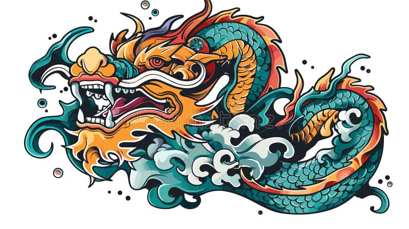 A Dragon with a Mouth Open and Teeth Showing Stock Vector