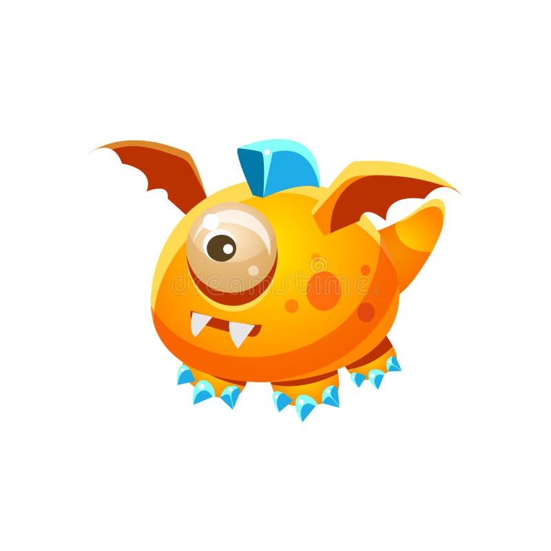 Dragon With One Eye Fantasy för orange fantastiskt vänskapsmatchhusdjur imaginär gigantisk samling stock illustrationer Dragon With One Eye Fantasy för orange fantastiskt vänskapsmatchhusdjur imaginär gigantisk samling stock illustrationer