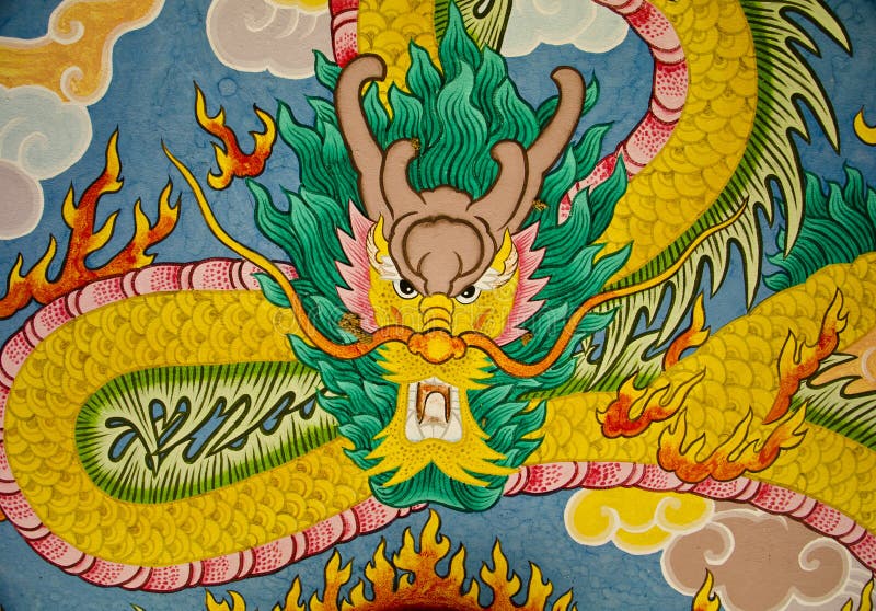 Dragon painting wall stock image. Image of bangkok, detail 26030997