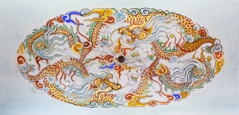 Dragon pattern. Of mural in vietnam stock images Dragon pattern. Of mural in vietnam stock images