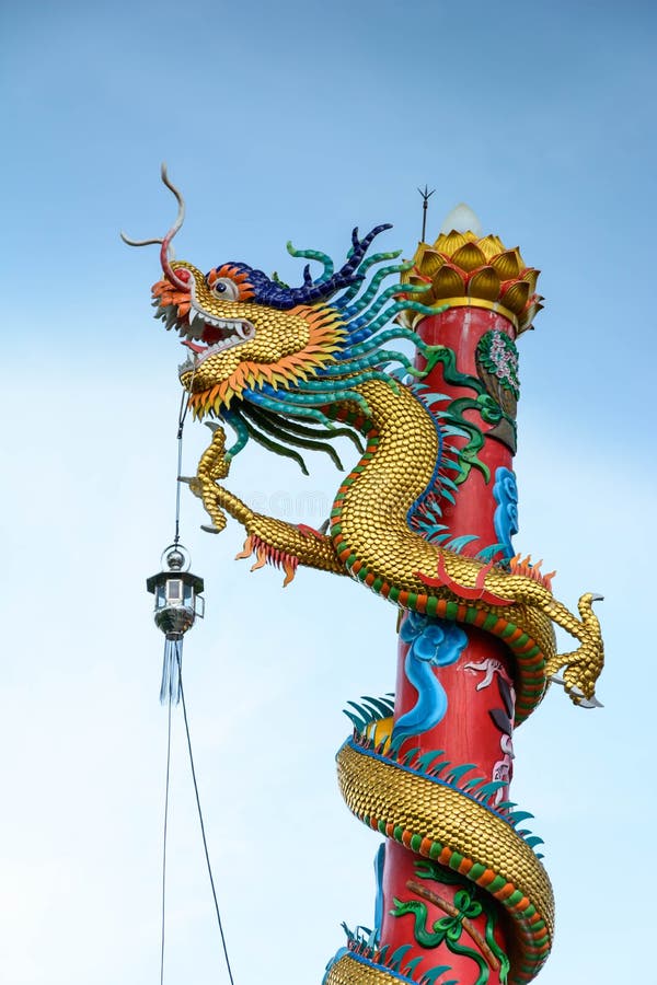 Dragon climbing pole stock image. Image of pray, prayer 18954289