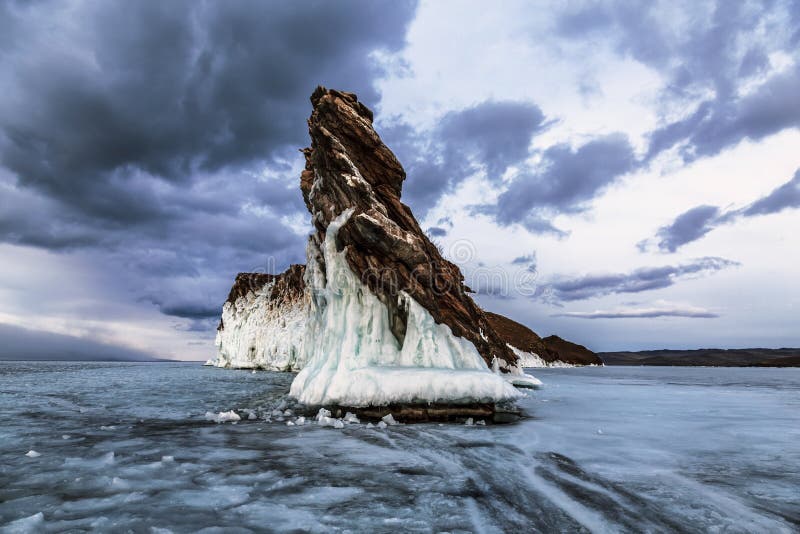 Dragon rock on the island of Ogoy, lake Baikal. Eastern Siberia royalty free stock photos Dragon rock on the island of Ogoy, lake Baikal. Eastern Siberia royalty free stock photos