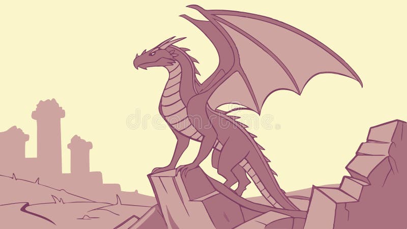 Dragon Rocky Cliff Majestic Creature design vector Generator AI vector illustration