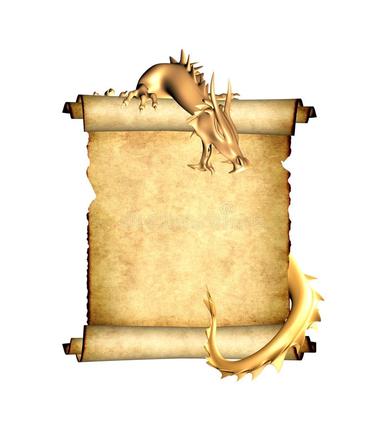 Dragon and Scroll of Old Parchment Stock Illustration - Illustration of  japan, asian: 109786142