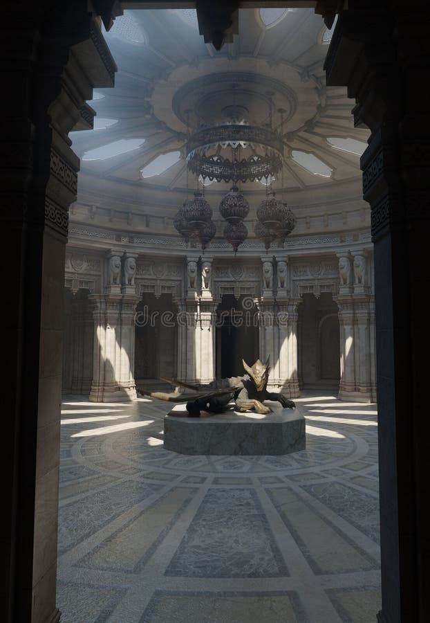 Dragon Statue in Great Hall Courtyard Stock Illustration Illustration