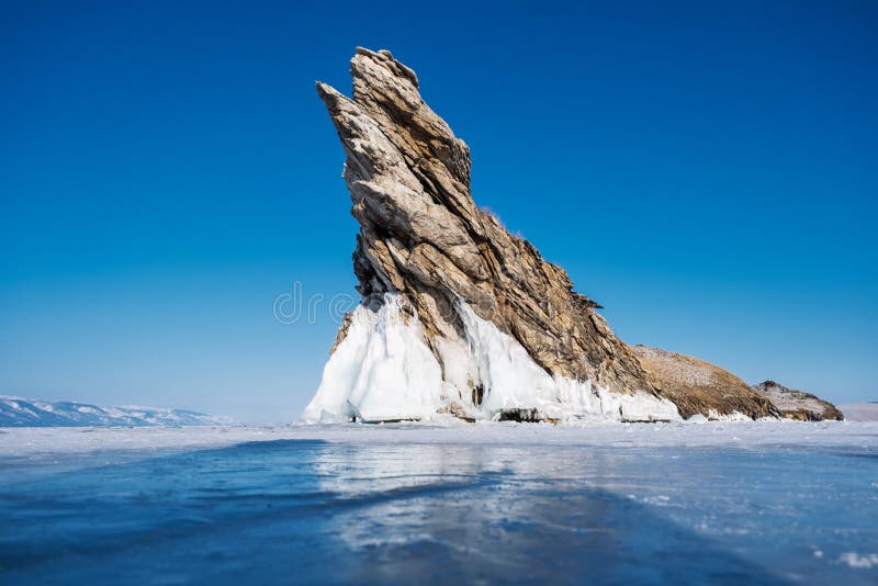Dragon Cape on Frozen Lake Baikal, Stock Photo - Image of outdoor, cape