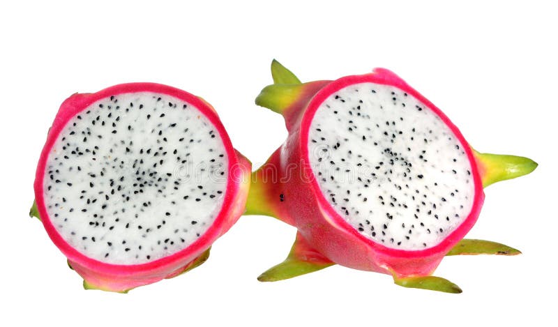 Dragon. Tow fresh dragon fruit isolate on white royalty free stock photography Dragon. Tow fresh dragon fruit isolate on white royalty free stock photography