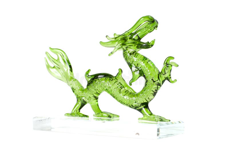 Dragon vert en verre d'isolement sur le fond blanc image libre de droits Dragon vert en verre d'isolement sur le fond blanc image libre de droits