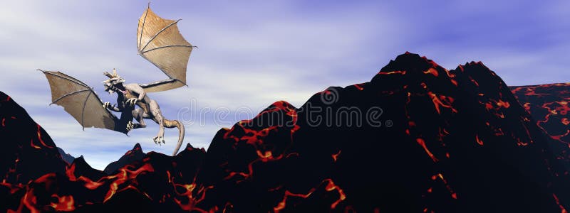 Dragon and volcano