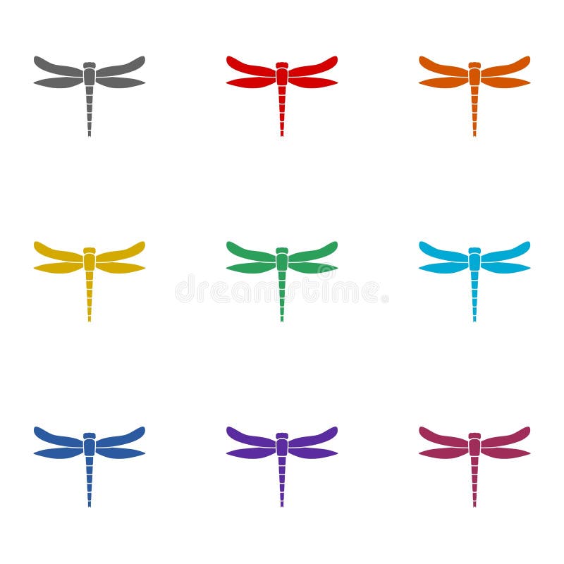Dragonfly icon isolated on white background. Set icons colorful vector illustration