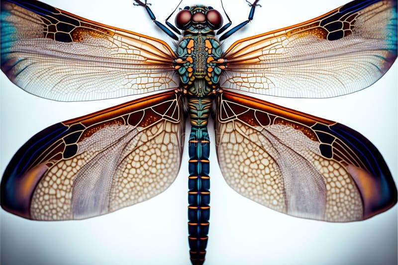 A Dragonfly with a Long, Thin Wing and a Large, Orange, and Blue Body ...